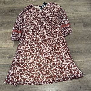 Mikarose Red and White Floral Midi Dress